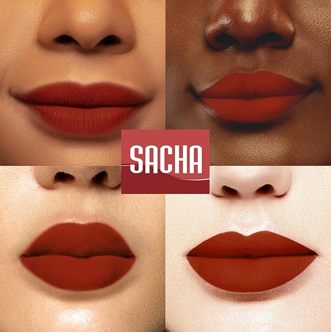 Sacha Cosmetics Intense Matte Lip Velvet Liquid Lipstick, Long-Lasting Velvet Matte Finish, 0.2 fl oz, Life Of D Party