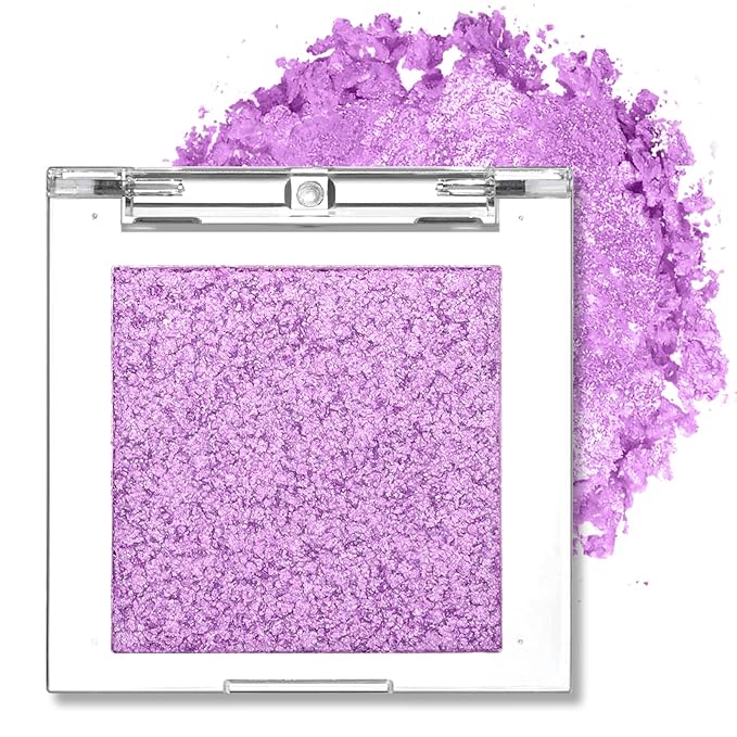 Erinde Glitter Shimmer Sparkle Eyeshadow Palette, Pink Purple Glitter Sparkle Eye Shadow Makeup, Single Monochrome Long-Lasting Eye Makeup, Smooth Formula Vegan & Cruelty-Free, C08 Pink Lilac Sparkle