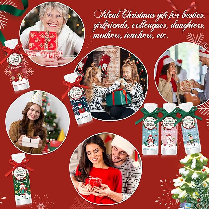 48 Set Christmas Hand Cream Gift Moisturizing Hand Lotion for Women Travel Size Lotion for Christmas Party Favors with Card for Xmas Mother Teacher Stocking Stuffer