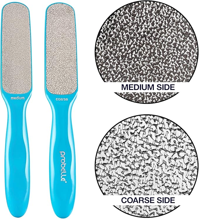 Probelle Double Sided Multidirectional Nickel Foot File Callus Remover - Immediately Reduces calluses and Corns to Powder for Instant Results, Safe Tool (Blue)