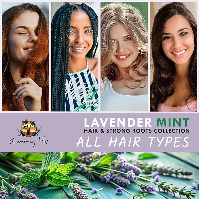 Sunny Isle Lavender Mint Hair and Strong Roots Intensive Repair Masque 16oz | Double Growth Formula | Biotin and Jamaican Black Castor Oil