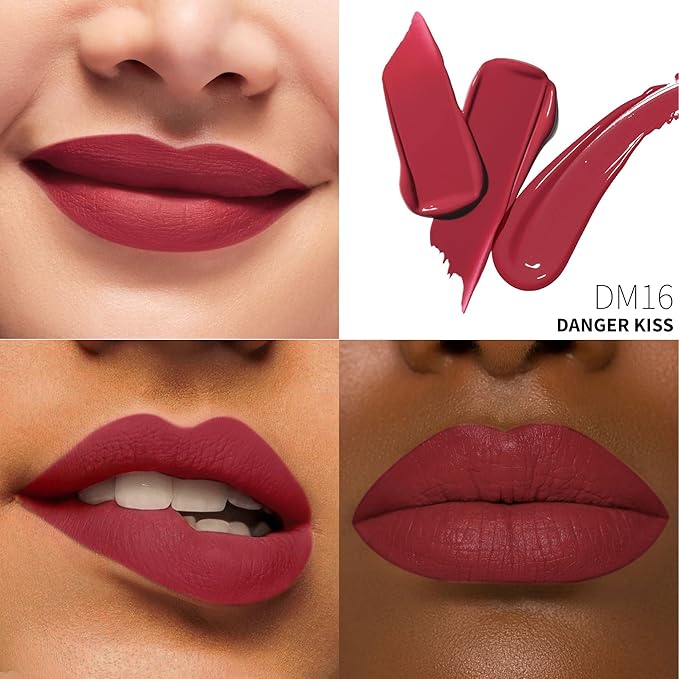 Red Lipstick For Women, Color Stay Long Lasting Lipstick Smudgeproof Liquid Lipsticks, Cruelty Free Lip Color (DM16 Danger Kiss)