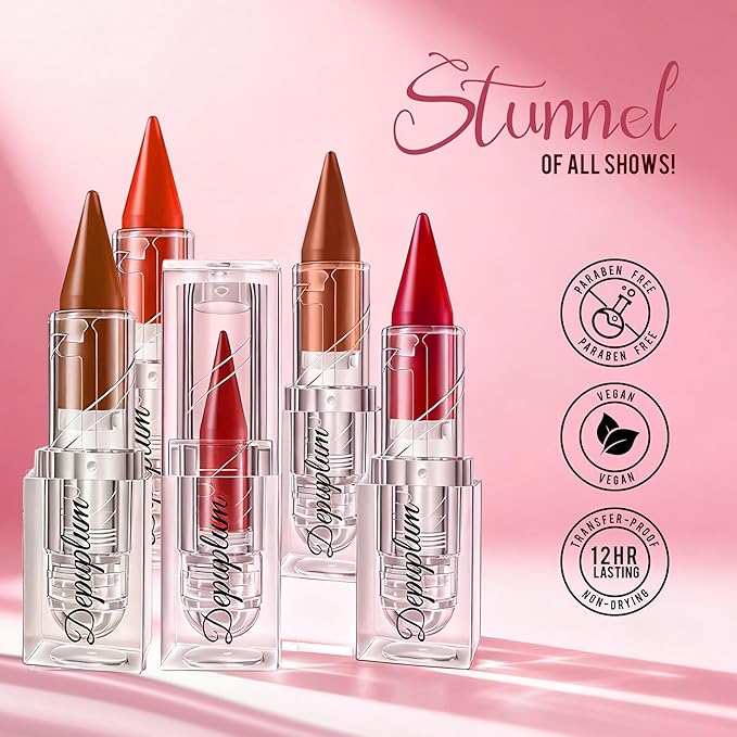 Burgundy Lipstick Gradient Matte Lipsticks Lip Liner Combo Set for Women Waterproof Long Lasting Lip Stick Pencil Cream Lip Liner and Lipstick Combo Makeup, E4