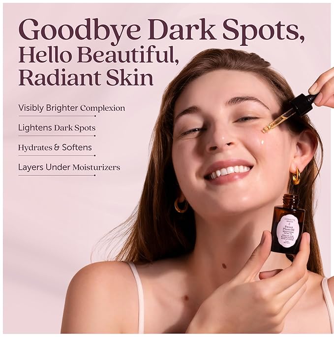 Sweet Plum Vitamin C & 4% Squalane Face Serum | Skin Brightening Dark Spot Corrector, Anti-Aging & Hydrating Oil - Evens Tone, Enhances Glow & Moisturizes | 1 Fl Oz