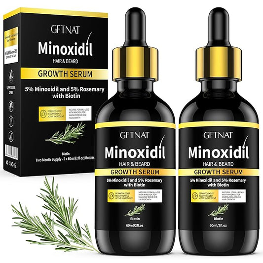 5% Minoxidil with Rosemary and Biotin for Men and Women Hair Growth,Beard Growth Kit,Scalp Serum for Thicker Fuller Hair