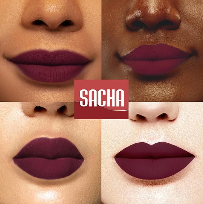 Sacha Cosmetics Intense Matte Lip Velvet Liquid Lipstick, Long-Lasting Velvet Matte Finish, 0.2 fl oz Show Some Attitude