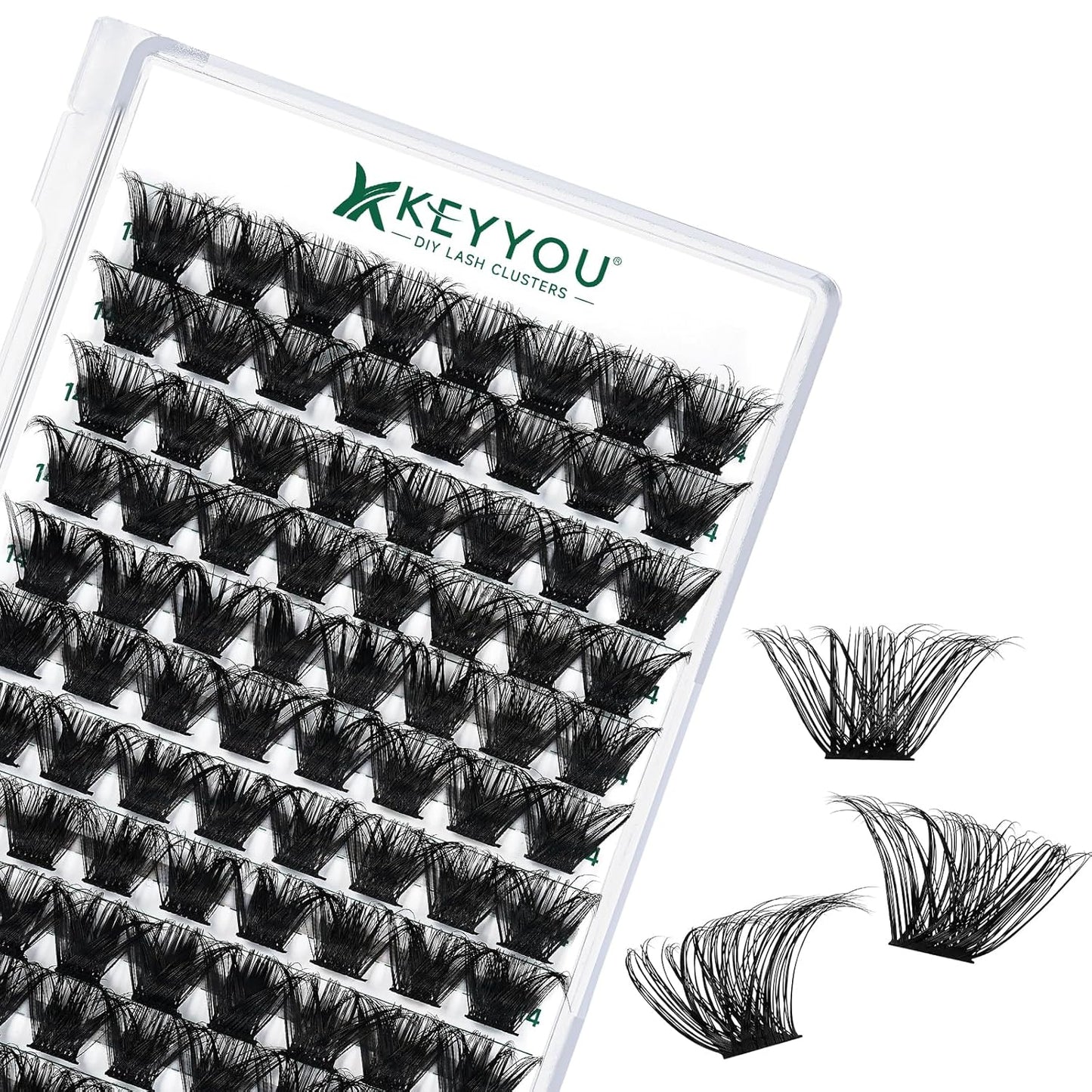 Lash Clusters 96pcs Individual Lashes D Curl 14mm Eyelash Clusters KEYYOU Volume Wispy Lash Extension Soft&Comfortable Easy DIY at Home(Y24,D-14mm)