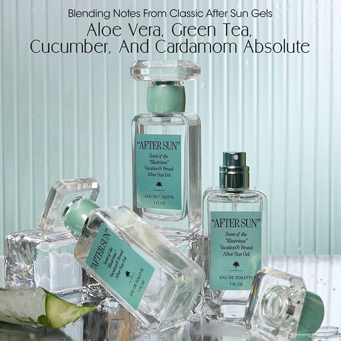 "AFTER SUN" Eau de Toilette by Vacation Sunscreen, Blends Notes of Classic Aloe Vera Gels, Fresh Tropical Perfume for Women & Men, Scent of Summer Nights, Travel Size, 1 Fl. Oz.