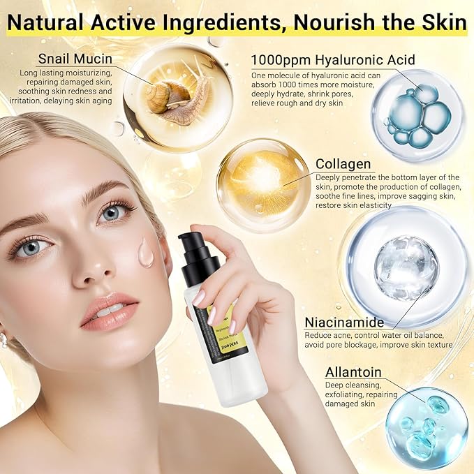 Snail Mucin Skin Care Routine Set For Women, 5 PCS Advanced Snail Mucin Facial Kit For Girls, Skin Care Gift Set With Face Cleanser, Toner, Serum, Face Cream, Eye Cream, Repairing, Anti Aging.