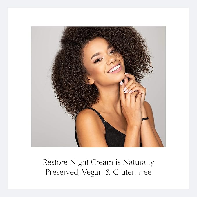 Ecco Bella Plant Based Restore Night Cream - Anti Aging Face Cream with Vitamin C, Vitamin E & Chamomile Oil for Firmer, Younger Skin - Night Moisturizer for Face, Unscented - 1.7 oz