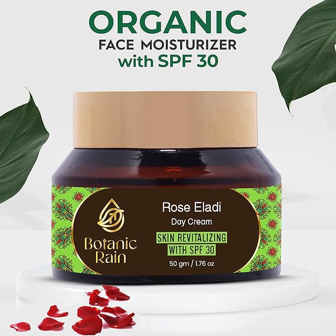 Organic Face Moisturizer With SPF With Rose Eladi And Night Cream With Jasmine Neroli Natural Ayurveda Products Suitable For All Skin Types, For Women And Men