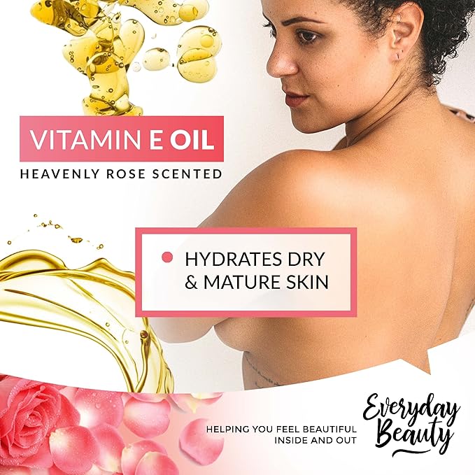 Organic Vitamin E Oil - Bulk 32 oz Heavenly Rose Scented USDA Certified 100% All Natural Plant Based - Light and Rose Scented Great for Scars After Surgery - For Face, Skin and Nails