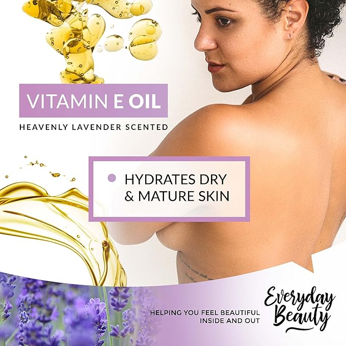 Organic Vitamin E Oil - Bulk 32 oz Heavenly Lavender Scented USDA Certified 100% All Natural Plant Based - Great for Scars After Surgery - For Face, Skin and Nails - Reduce Wrinkles, Anti Aging