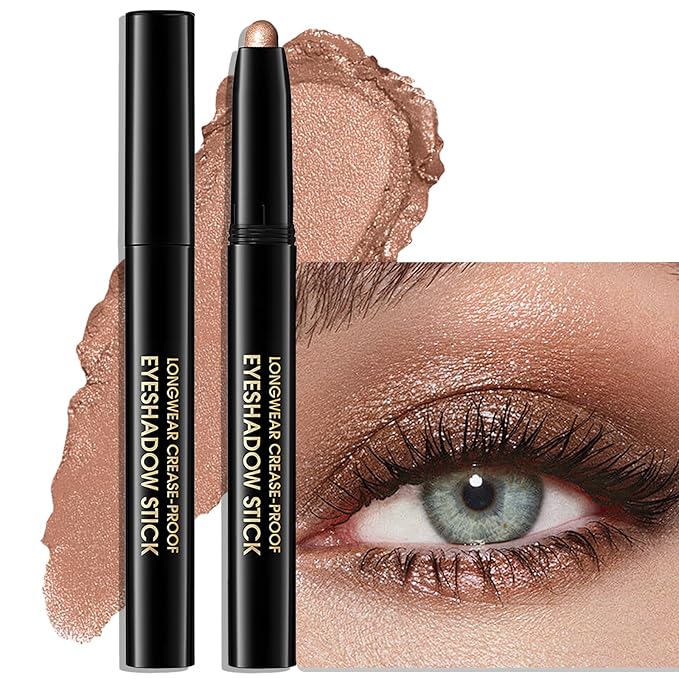 Eyeshadow Stick Waterproof Cream Eye Shadow Pencil Long-Lasting Crease-Proof Shimmer Glitter Eyeshadow Crayon Smooth High Pigmented Highlighter Neutral Eye Shadow Liner Makeup, 1 CARAMEL