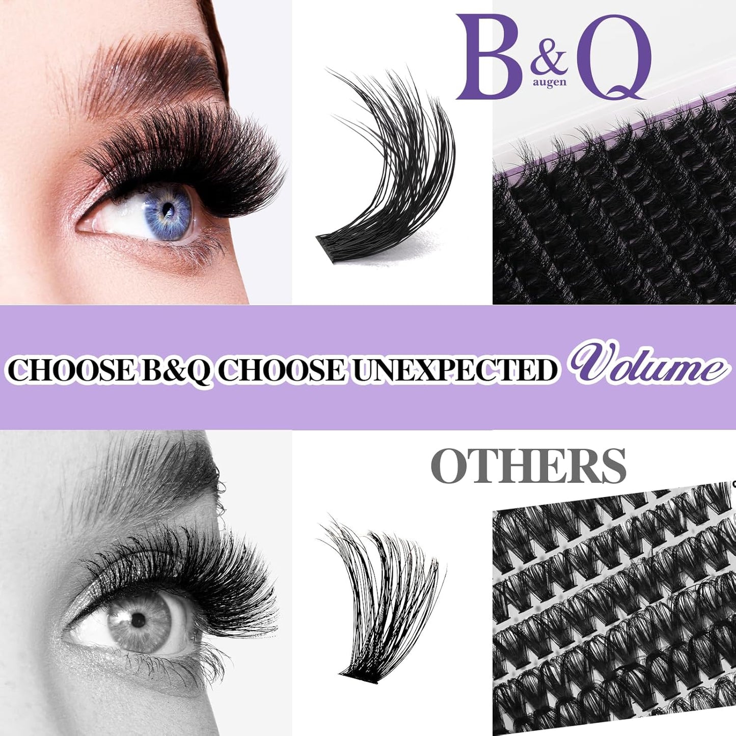 B&Qaugen Lash Clusters Kit 192PCS Lash Extension Kit 3D Eyelash Extension Kit 100D 10-18 Mixed Wispy DIY Lash Extension Kit Voluem Thick Waterproof Lash Clusters Kit (100D-D-10-18MIX)