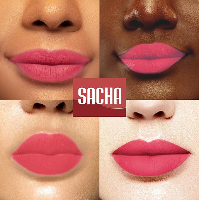Sacha Cosmetics Intense Matte Lip Velvet Liquid Lipstick, Long-Lasting Velvet Matte Finish, 0.2 fl.oz. Wile or Wine