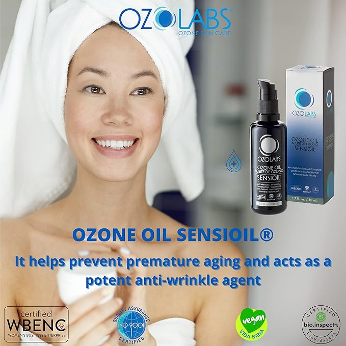 OZOLABS® OZONATED OIL - SENSIOIL© | Certified Organic Ozonated Olive & Sunflower Oils | Deep Hydration & Skin Regeneration | ISO 9001 | 1.7 fl. oz.