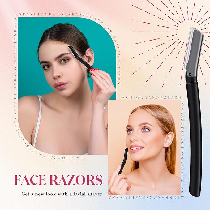 Lasnten 6Pcs Dermaplane Razor Eyebrow Facial Razor for Women Men Single Blade Multipurpose Eyebrow Trimmer Skin Hair Removal Shaver Face Razor Dermaplaning Exfoliating Tool Include Blade Cover(Black)