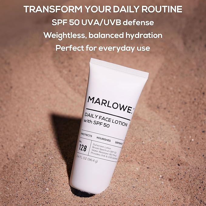 No. 128 Men's Facial Lotion with Sunscreen SPF 50, 3.4 oz, Oil-Free, Lightweight Daily Face Moisturizer for Men, Includes Natural Extracts to Hydrate, Nourish & Soothe