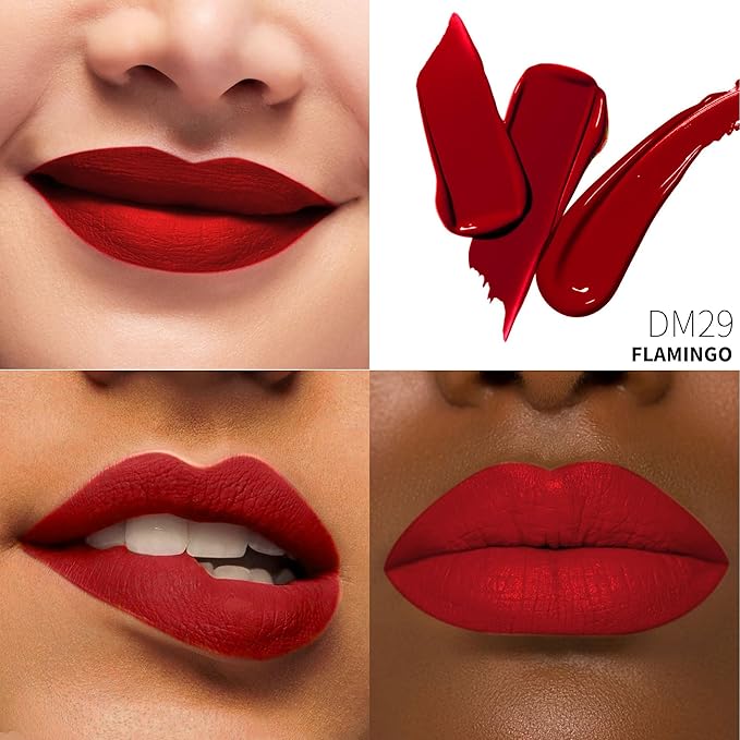 Red Lipstick Matte for Women Superstay Long Lasting Lipstick Smudgeproof Liquid Lipsticks Cruelty Free Lip Makeup (DM29 Flamingo)