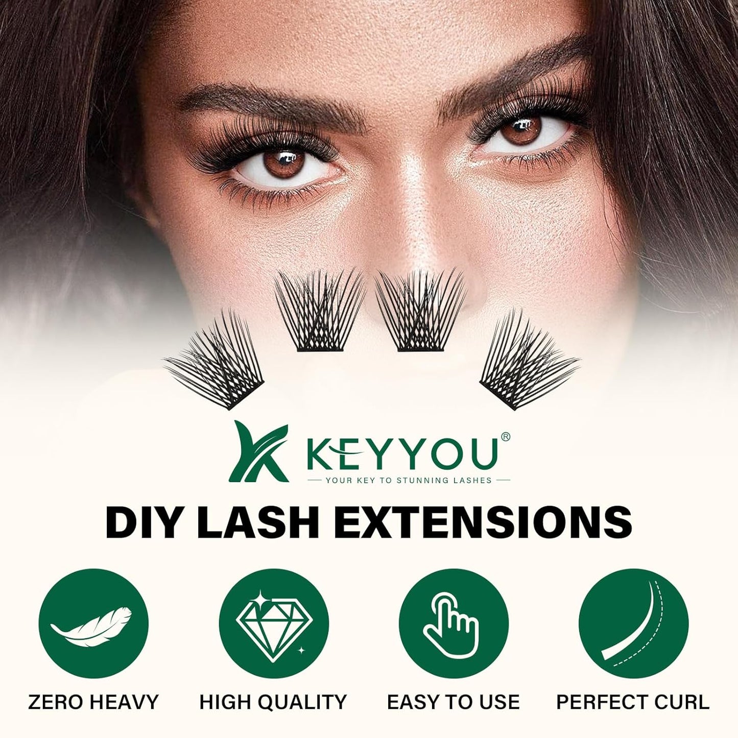 Lash Clusters 144pcs Individual Lashes D Curl 18mm Eyelash Clusters KEYYOU Air Touch Cluster Lashes Super Lightweight Soft Wispy Comfortable Easy DIY at Home(Air02-D-18mm)