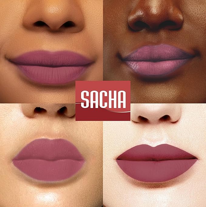 Sacha Cosmetics Intense Matte Lip Velvet Liquid Lipstick, Long-Lasting Velvet Matte Finish, 0.2 fl oz, Leading Lady