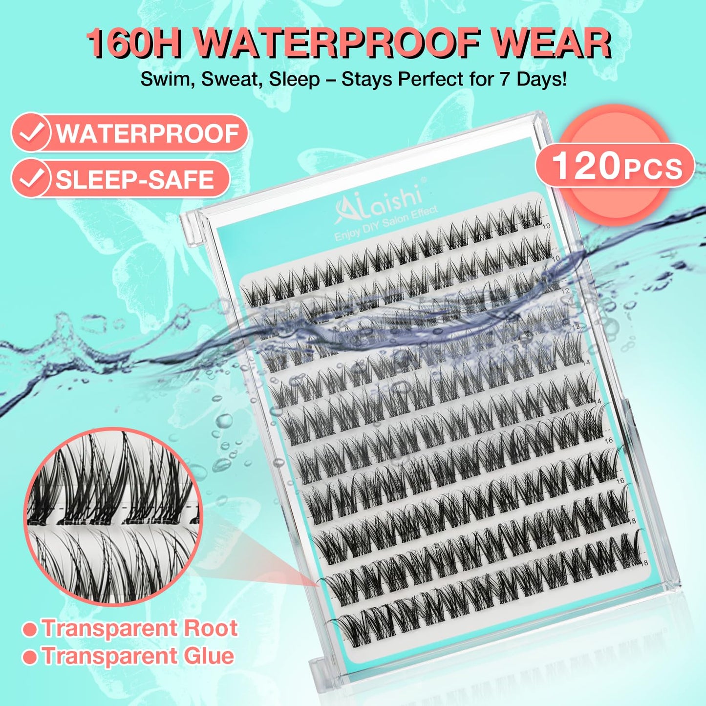 No Glue Needed Lashes, Self Adhesive Eyelashes, DIY Lash Cluster Eyelash Extensions Kit 10‑18mm,120pcs Fluffy D Curl Soft Natural Lashes with Tweezers–Fake Cat Eye Wispy Individual Clusters(NGDY81)