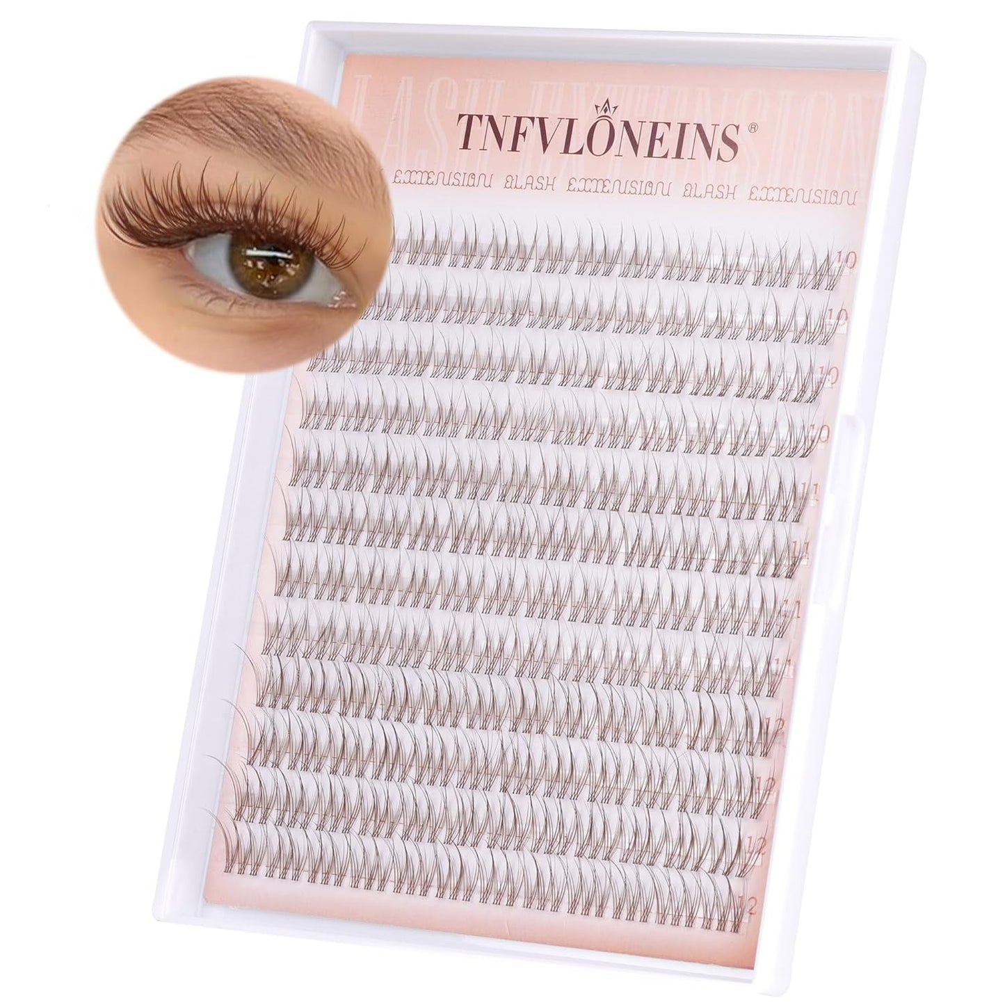 TNFVLONEINS Brown Lash Clusters Natural Cluster Eyelash Extensions Wispy Individual Lashes Extension 10-12MM Short Eyelash Clusters Natural Look CC Curl DIY Lash Extension