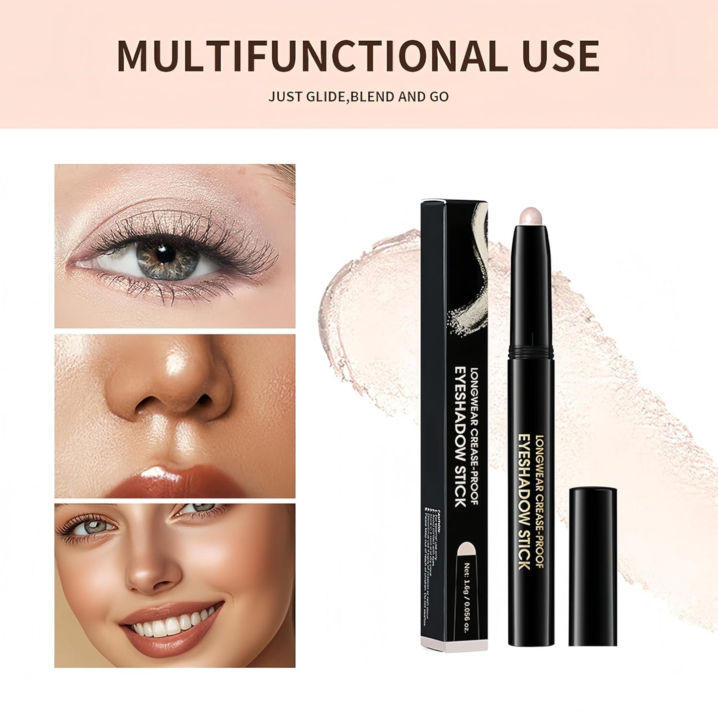 MAEPEOR 10 Colors Cream Eyeshadow Stick Silky Smooth Matte Shimmer Eyeshadow Pen Waterproof and Long Lasting Shadow Pencil for Girls and Women (Color 08)