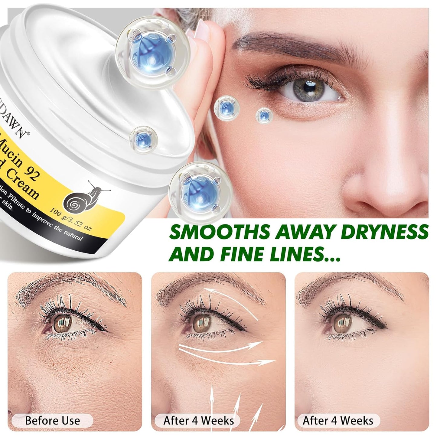 2 Pack Snail Mucin 92% Face Cream 100g, Moisturizer Hydrating Cream for Dry & Sensitive Skin, All Skin Types