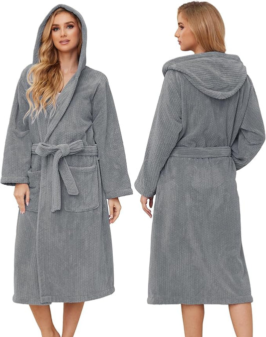 Hooded Bathrobes for Women, Soft Long Towel Robes for Women - Quick Dry yet Warm