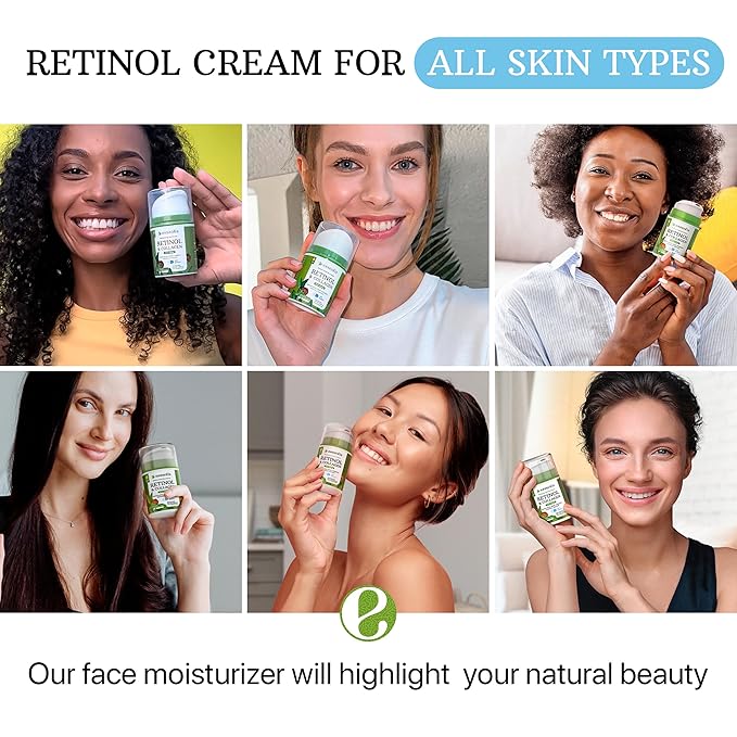 Retinol Cream for Day and Night, Anti Aging Face Moisturizer 1.7 Fl Oz, Collagen and Peptides Formula for All Skin Types