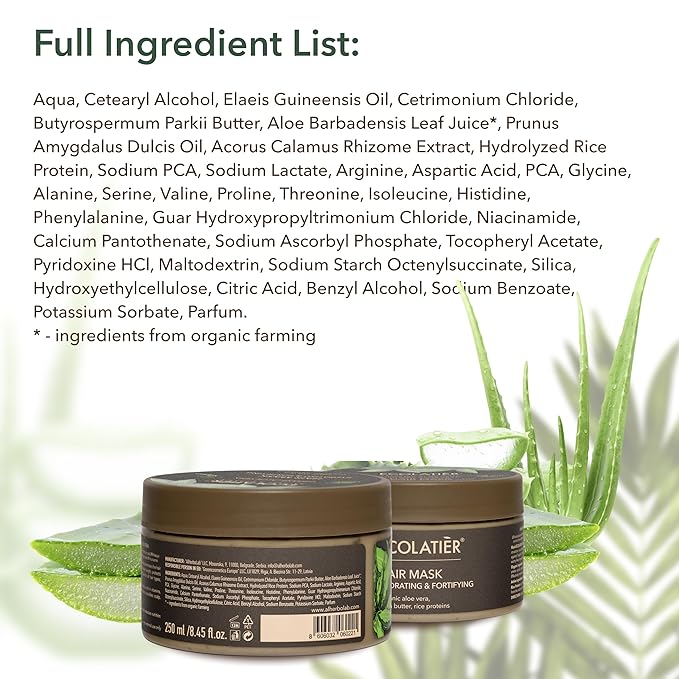 Aloe Vera Hair Mask with Organic Aloe Vera for Hair – Hydrating & Fortifying, 96.9% Natural, Vegan, Deep Treatment for Damaged, Dry & Curly Hair, Shea Butter & Rice Proteins, 8.5 Fl Oz