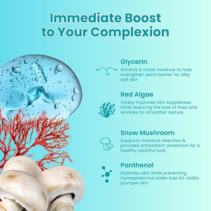 Patchology Skincare Booster - Invisible Hydrating Face Serum for Smooth Skin, Pore Reducing Mask with Glycerin, Snow Mushroom, & Panthenol, Moisturizer for Hydration and Radiant Complexion - 50ml