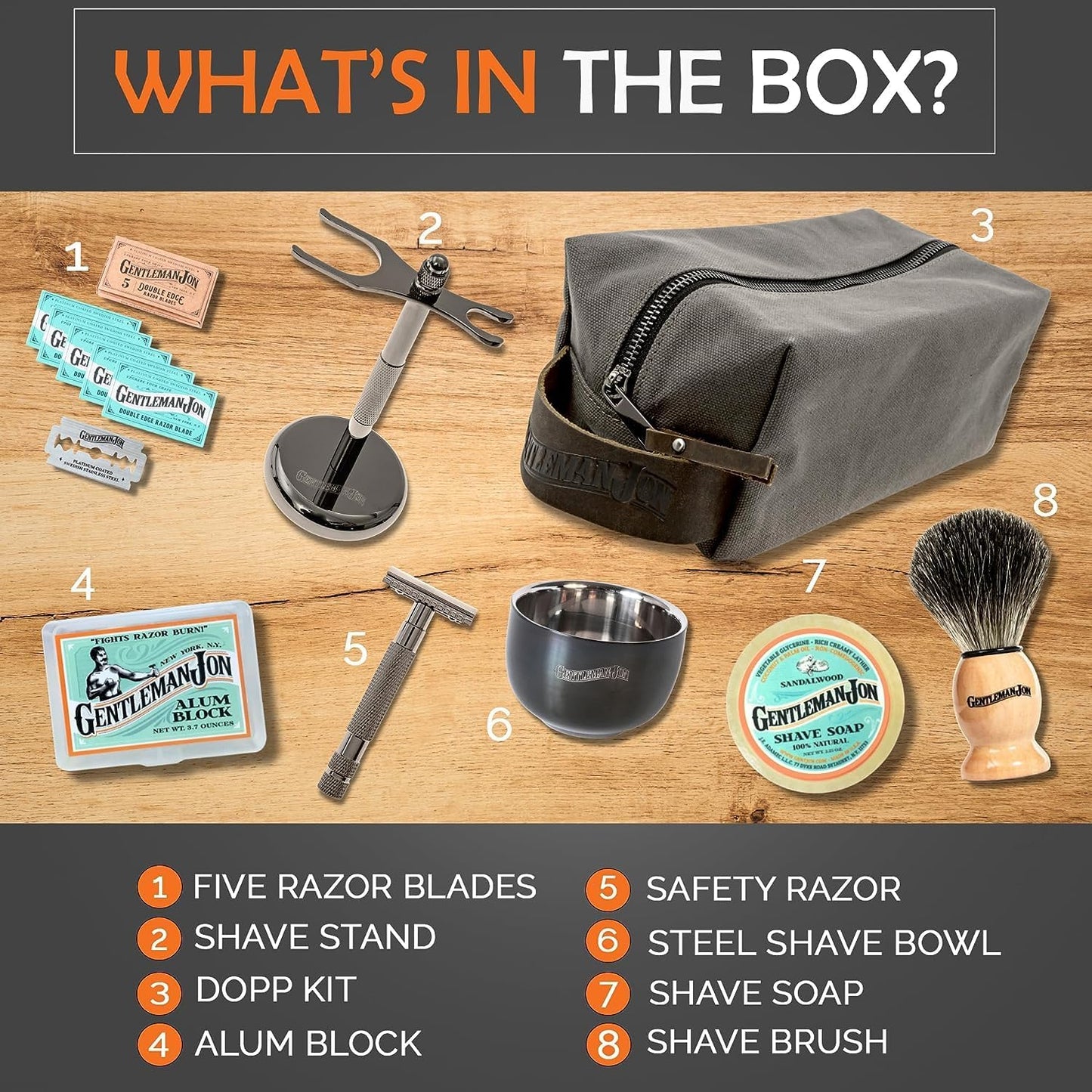 Supreme Shaving Collection - Deluxe Safety Razor Shaving Kit & Extra 50-Pack Platinum Double Edge Razor Blades - Extensive Wet Shave Set for Men - Superior Comfort and Smooth Shaves