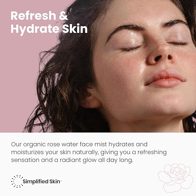 Rose Water Spray for Face & Hair (2-Pack) - Organic USDA Certified Rosewater Facial Toner - Alcohol-Free Makeup Setting Hydrating Face Mist - Anti-Aging Toner Spray