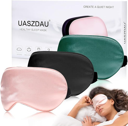 Eye Mask for Sleeping,3 Pack Silk Sleep Masks for Women Men-Blindfold for Travel on Airplane,100% Pure Silk Eye Mask for Sleep with Adjustable Strip