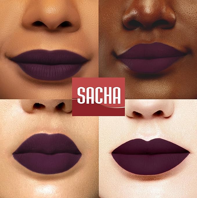 Sacha Cosmetics Intense Matte Lip Velvet Liquid Lipstick, Long-Lasting Velvet Matte Finish, 0.2 fl oz F is for Fabulous