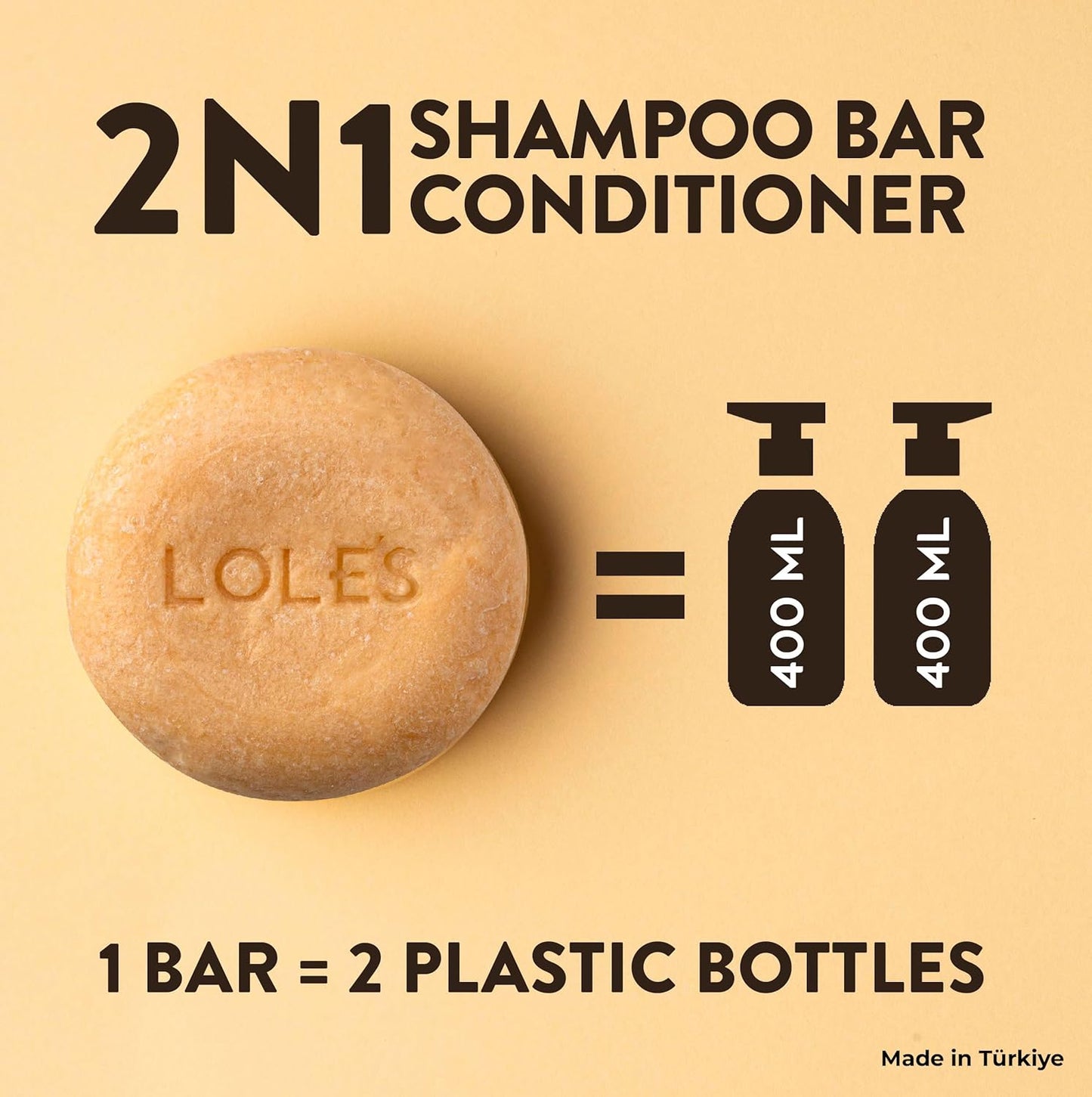 LOLE'S Shampoo Bar and Conditioner 2in1 with Jojoba Oil for Itchy Scalp & Dandruff, Moisturizes & Cleans Scalp, Travel Shampoo, Silicone Free, 3.5Oz