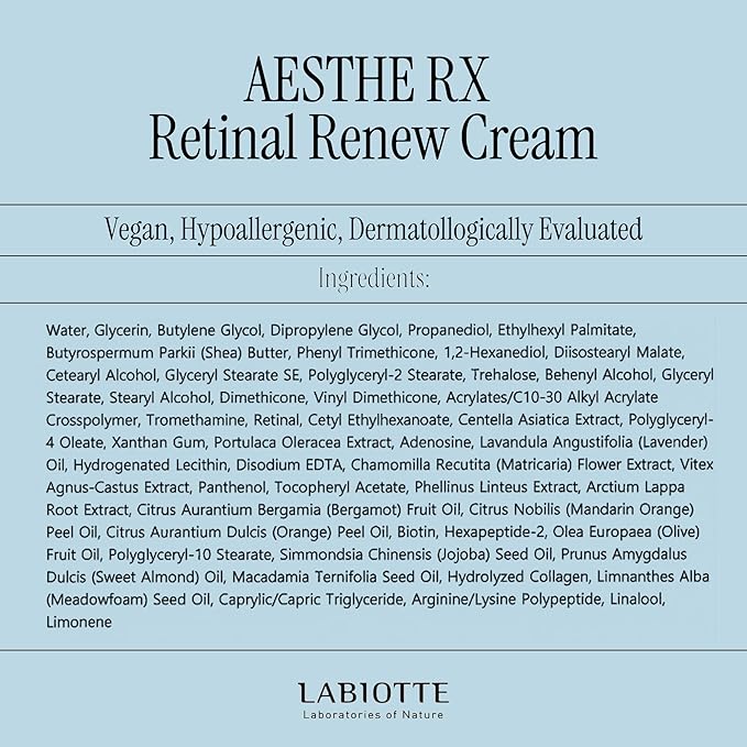 LABIOTTE AESTHE RX Retinal Renew Cream - Korean Moisturizer Face Cream for Women & Men - Hydrating Cream with Retinal & Shea Butter - Smooth & Nourishing Korean Skincare 30ml/1.01 fl oz
