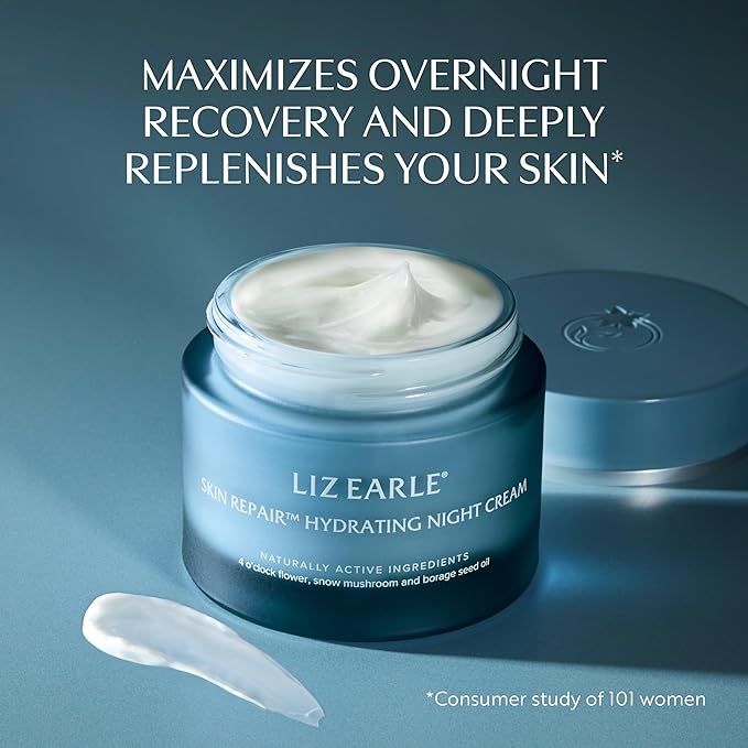 Liz Earle Skin Repair Hydrating Night Cream - Deeply Replenishing Face Moisturizer to Help Reduce Signs of Fatigue and Boost Hydration - Enriched with Plant-Based Hyaluronic Acid & Niacinamide (50 ml)