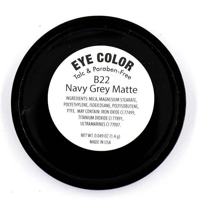 Navy Blue Grey Gray Silver Matte Opaque Vegan Pressed Powder Single Eyeshadow; Talc, Paraben & Cruelty Free