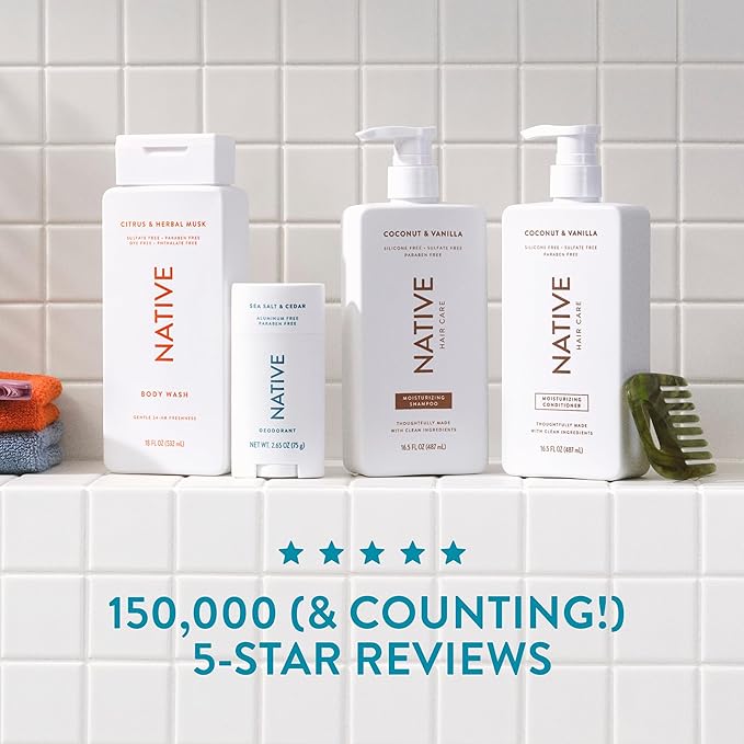 Native Ocean & Timber Shampoo and Conditioner Contain Naturally Derived Ingredients | All Hair Types, Color & Treated, Fine to Dry Damaged, Sulfate & Dye Free - 2-Pack