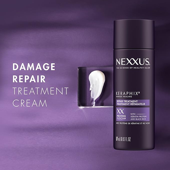 Nexxus Keraphix Damage Repair Pre-Wash Treatment Cream for Damaged Hair With Keratin Protein & Black Rice 6 oz