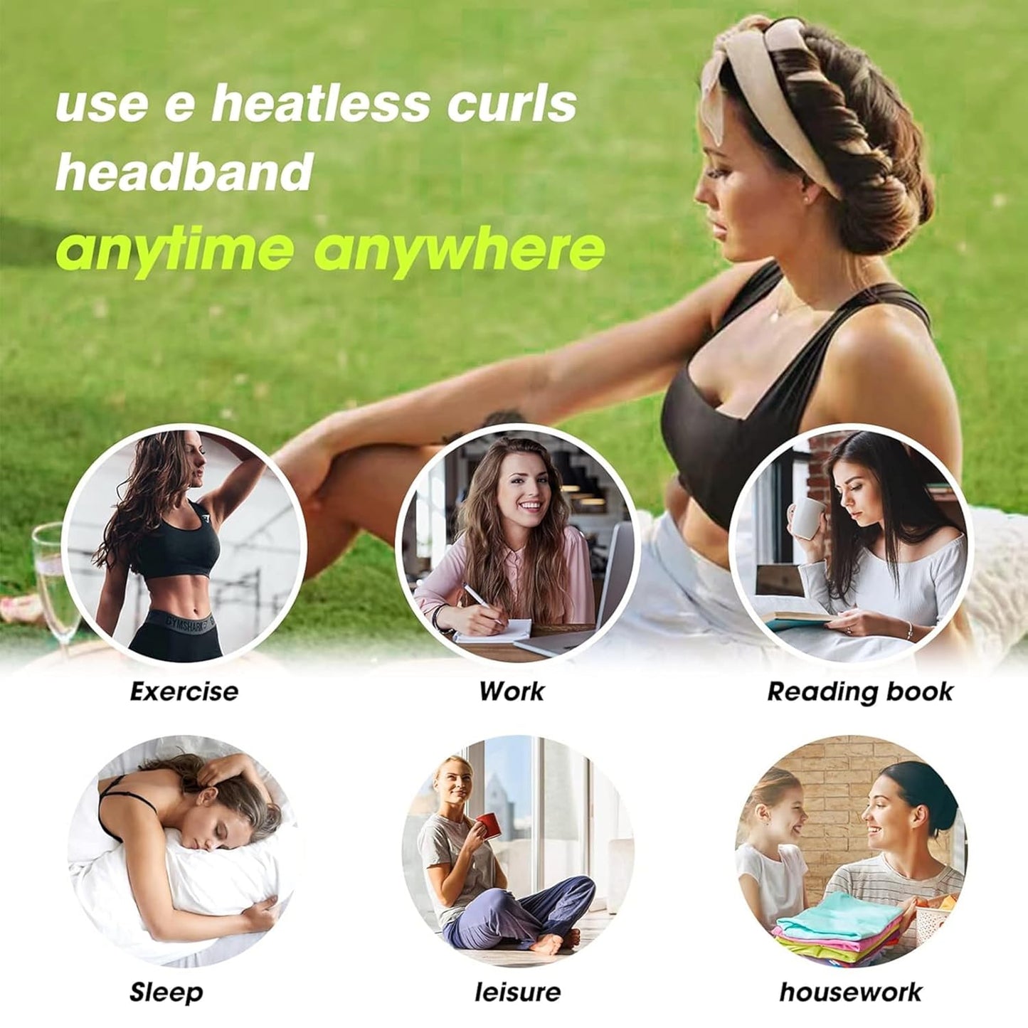 Pinkiou Heatless Curlers Overnight,Hair Curler to Sleep In, No Heat Hair Roller for Long & Short Hair, Heatless Curling Set with 2 Scrunchies (Black)