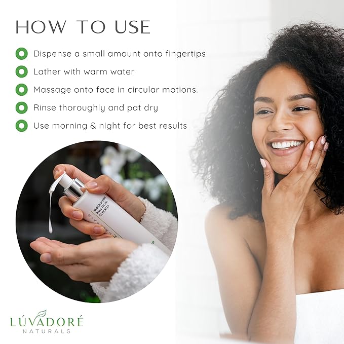 SuperGreens Kale Facial Cleanser – Soothing and Calming Gentle Foaming Face Wash - Antioxidant Rich Face Cleanser for Women with Chamomile, Aloe, Green Tea – For All Skin Types