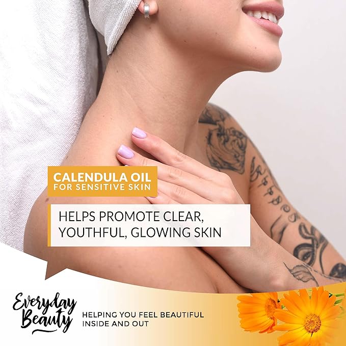 Organic Calendula Oil For Sensitive Skin -Bulk 1 Gallon- USDA Organic Certified 100% All Natural Plant Based, Lightweight & Unscented Gentle Soothing Oil For Sensitive Skin - For Face, Skin & All Over