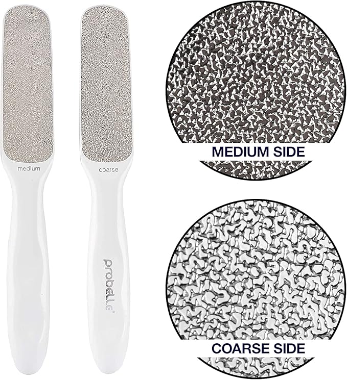 Probelle Double Sided Multidirectional Nickel Foot File Callus Remover - Immediately Reduces calluses and Corns to Powder for Instant Results, Safe Tool (White)