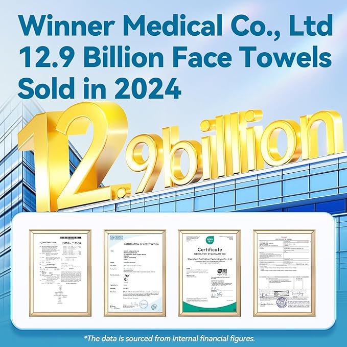 Winner Cotton Face Towels, 100% USDA Biobased Facial Towelettes, Disposable Face Towel XL, Odor-Free, Ultra Soft Makeup Remover Wipes for Sensitive Skin, Biodegradable, 100 Ct, 1 Pack