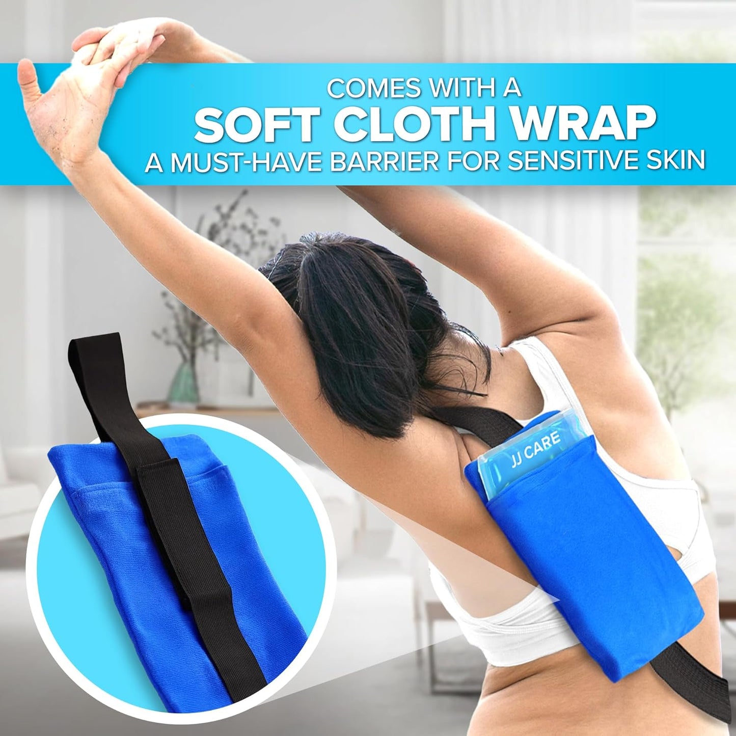 JJ CARE Gel Ice Packs Reusable (Pack of 2, XL) - Ice Packs for Injuries Reusable - Soft Ice Pack for Injuries with Wrap - Flexible Therapy, for Knee, Back, Neck, Wrist, & Ankle